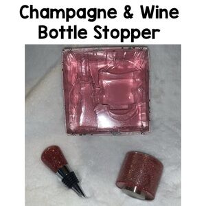 🌺 THE BAR SHOP CIROA Pink Glitter Champagne & Wine Bottle Stopper NIB